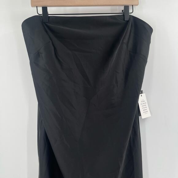 ELOQUII Dress Size 14 Satin Tube Maxi Black Cocktail Evening Formal Wedding NWT - Picture 8 of 13